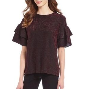 Women’s Ruffled Sleeve Metallic Michael Kors Blouse